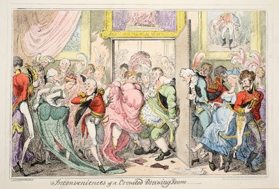 Inconvenienti di un salotto affollato, pub. 1835 da George Cruikshank